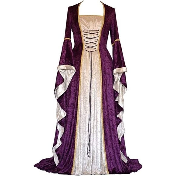 Spuly Dresses & Skirts - 𝅺MEDIEVAL Victorian Long Dress Purple Cosplay Irish Costume Halloween Viking NWT